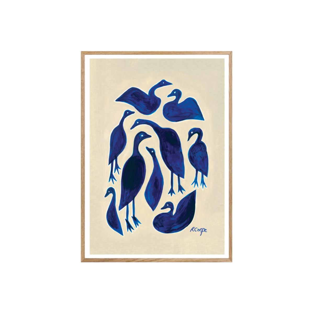 Neutrals / Blue A3 Blue Ducks Print Rosanna Corfe – image 1