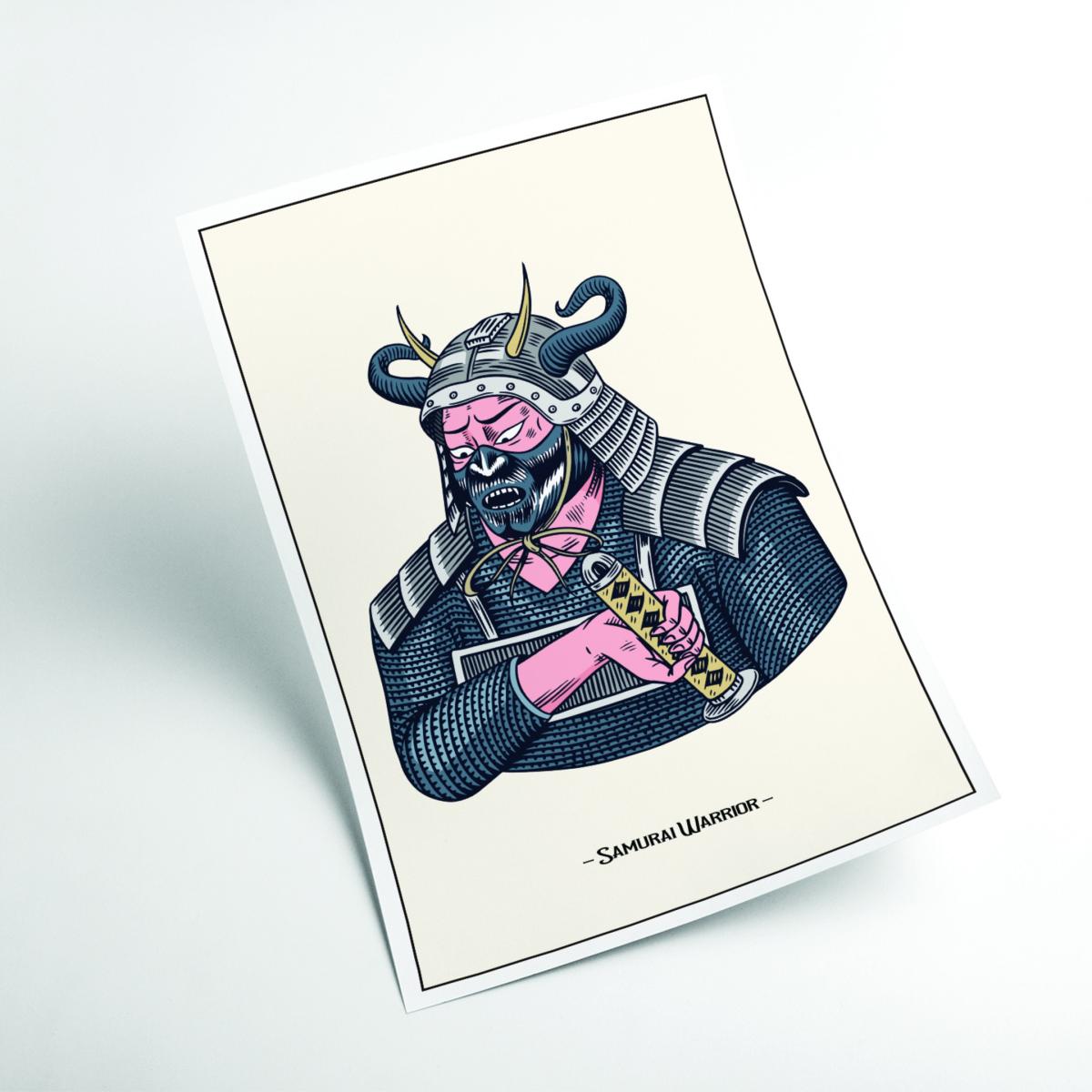 Grey Samurai Warrior A2 420 X 594Mm Stanley Print House – image 2