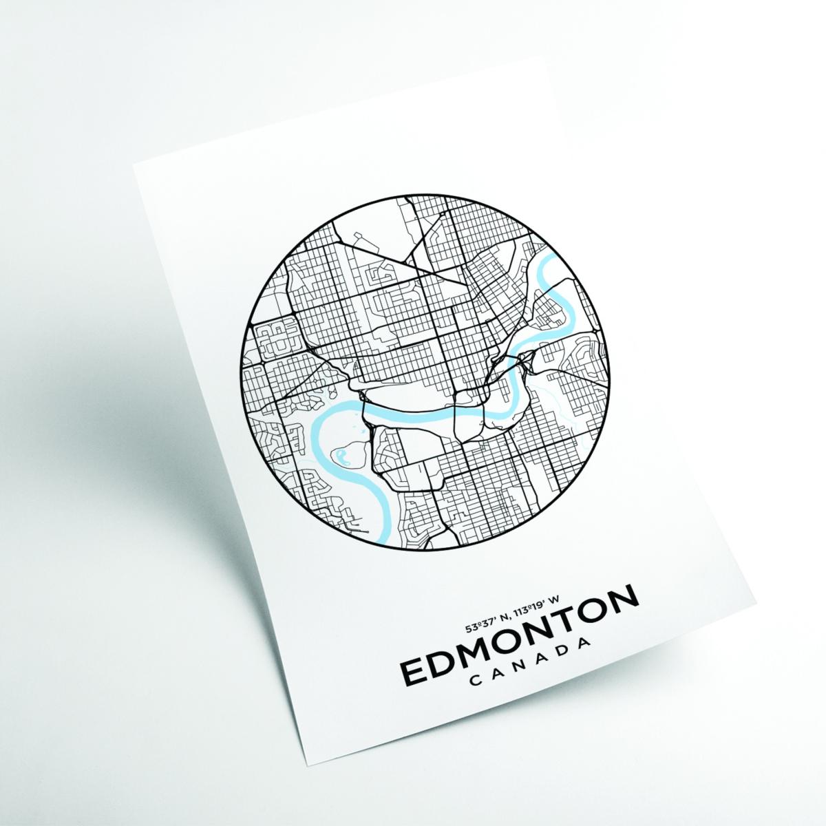 Blue Map Of Edmonton A2 420 X 594Mm Stanley Print House – image 2
