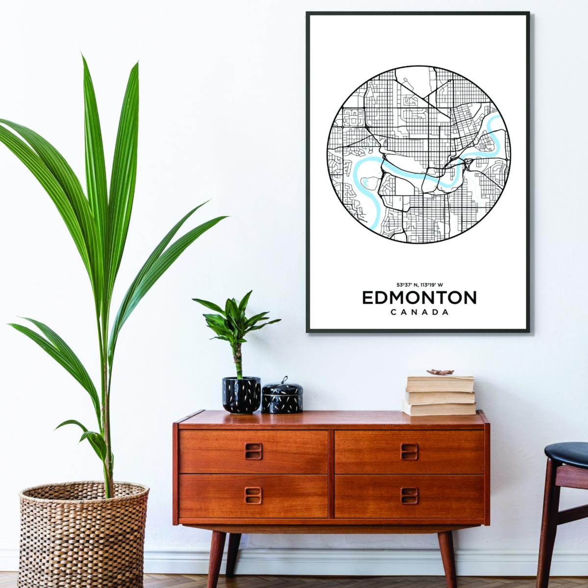 Blue Map Of Edmonton A2 420 X 594Mm Stanley Print House – image 3