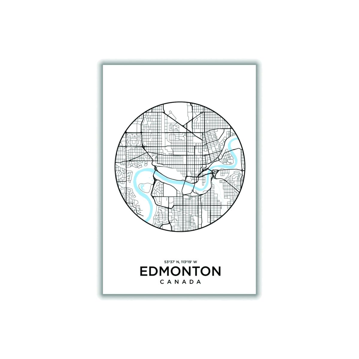 Blue Map Of Edmonton A2 420 X 594Mm Stanley Print House – image 1