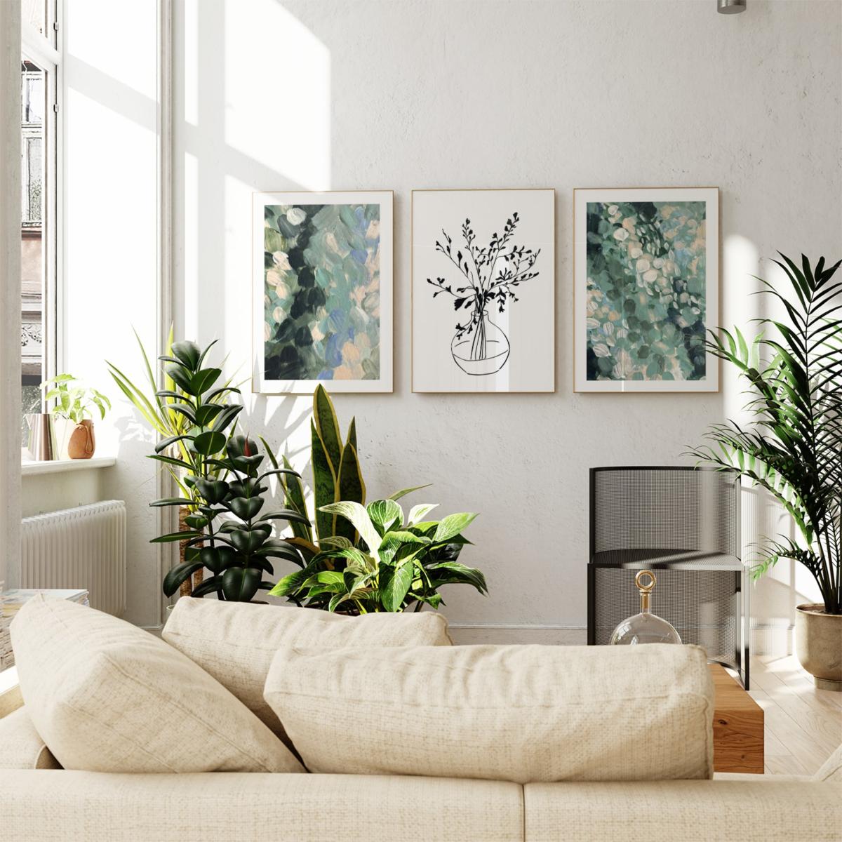 Blue / Neutrals / Green Summtime Blooms Abstract Print A2 420 X 594Mm Emily M Art & Design – image 3