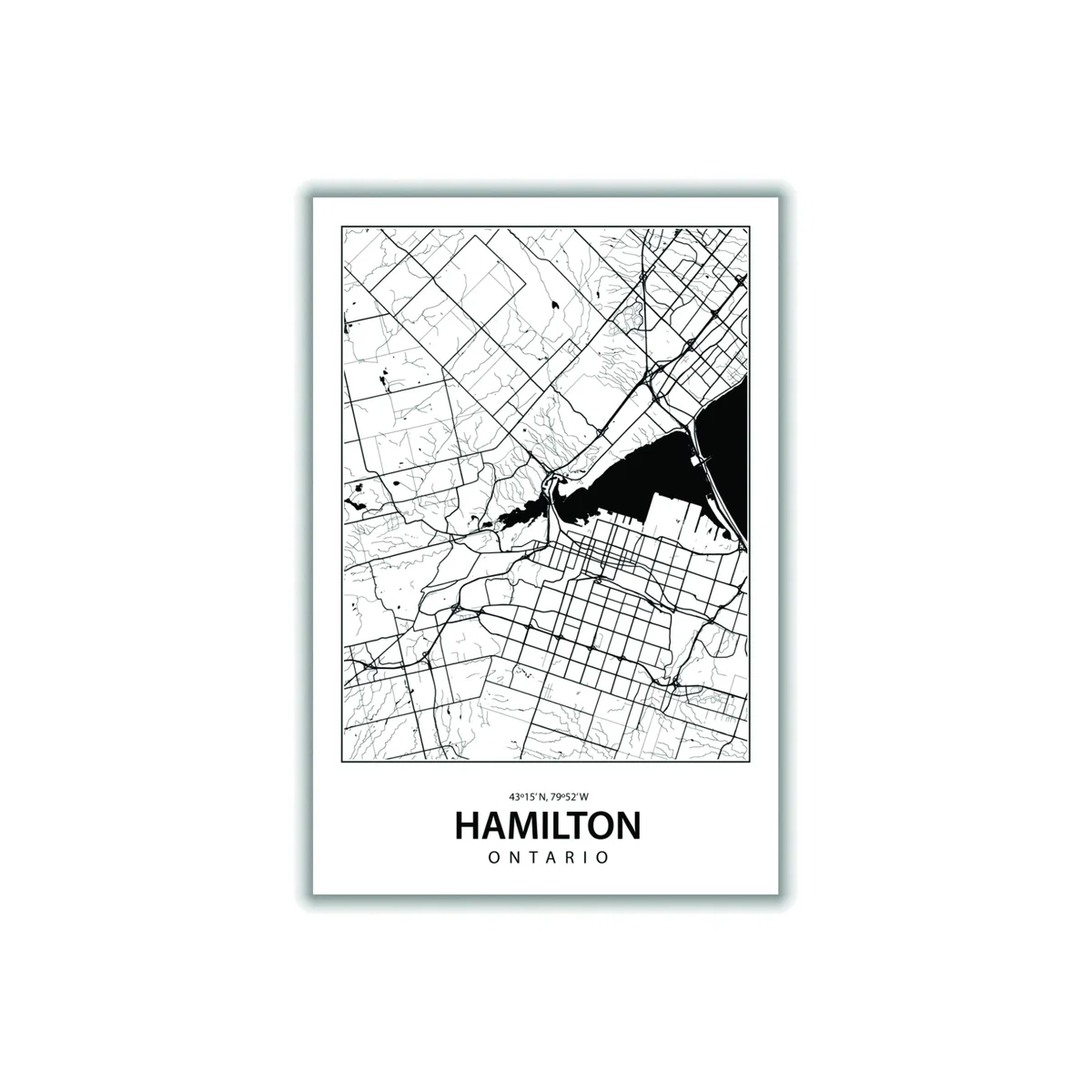 Black Map Of Hamilton Extra Large Stanley Print House – image 1