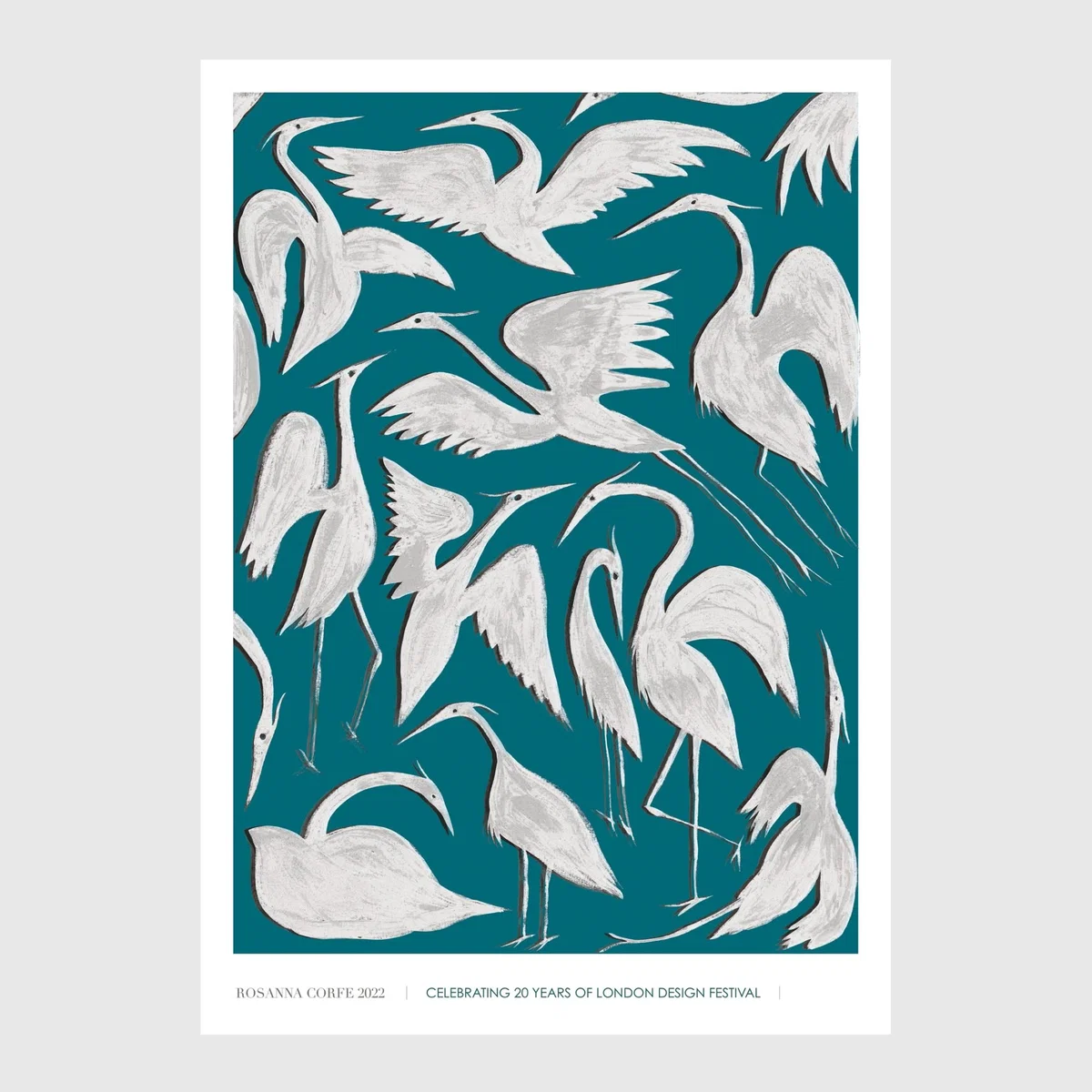 Green / Blue A4 Ldf Limited Edition Herons Print - Blue & Green One Size Rosanna Corfe – image 2