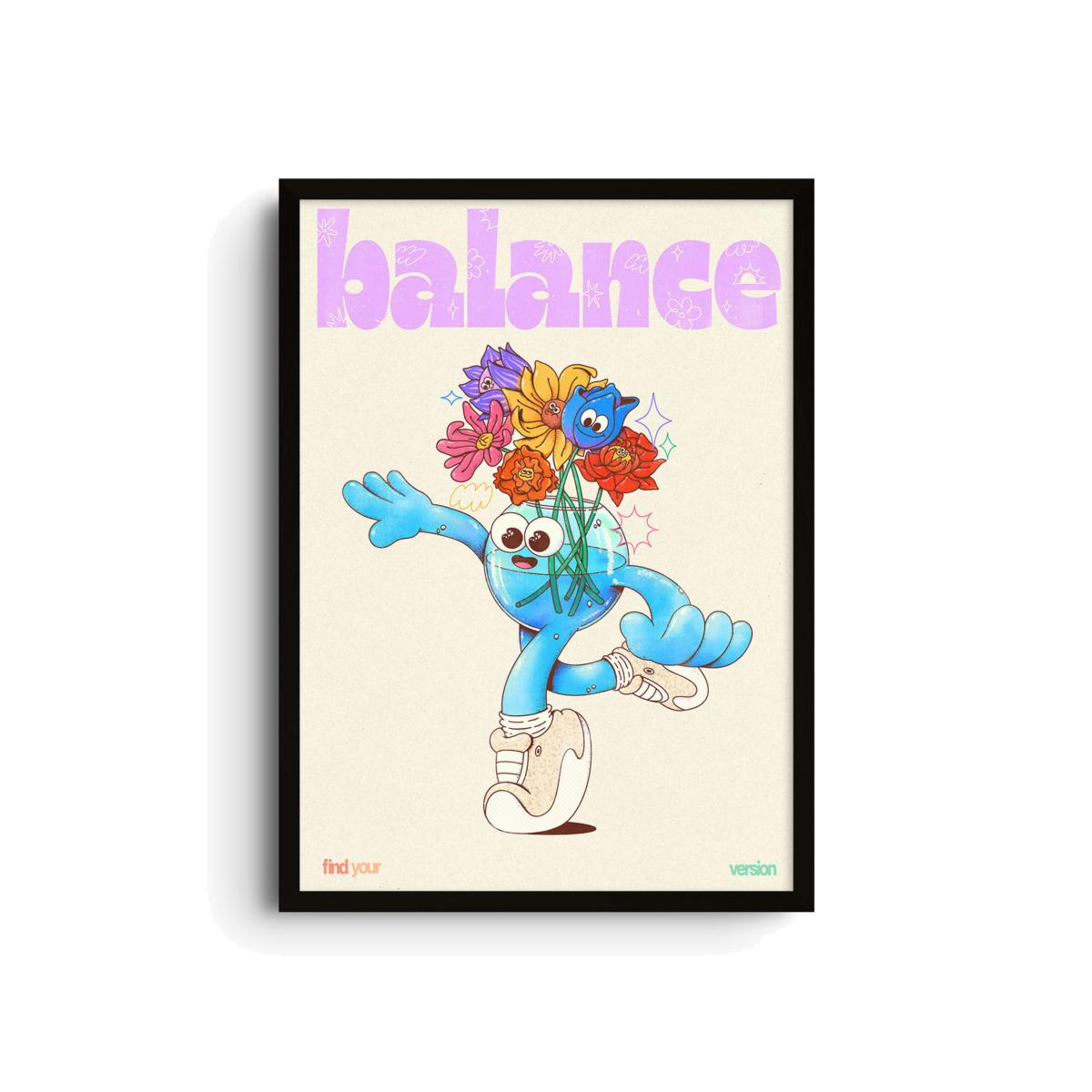 Neutrals / Blue Balance - Whimsical Positive Art Print - Small | A3 | 297 X 420Mm | East Side Studio London – image 1