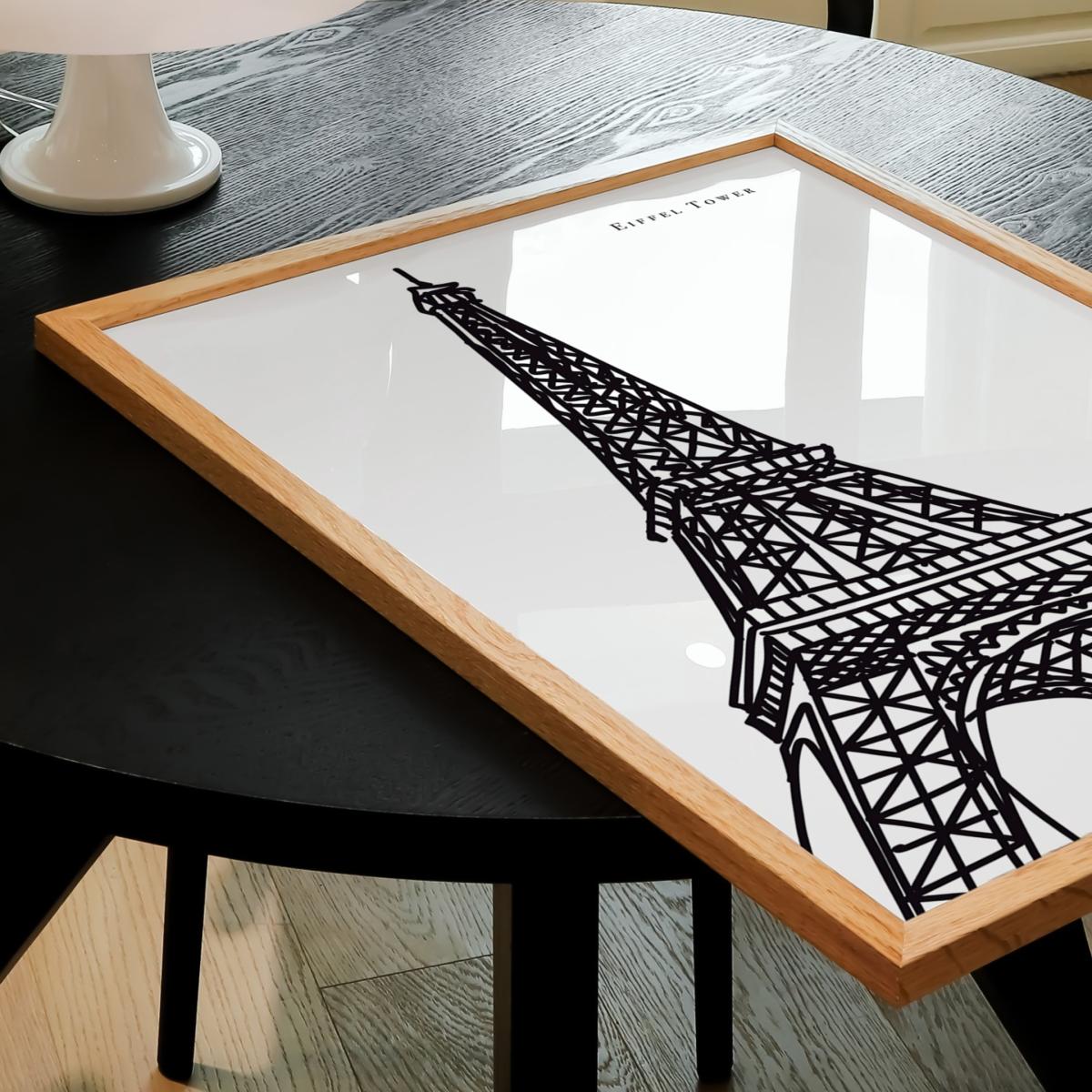 Black / White Eiffel Tower Art Print - A2 | A2 | 420 X 594Mm | Natalie Cass Art – image 2