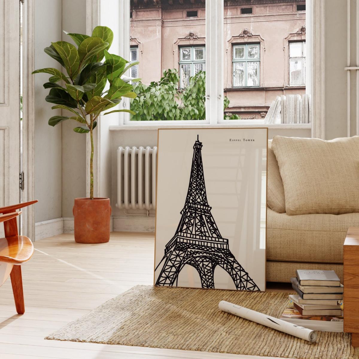 Black / White Eiffel Tower Art Print - A2 | A2 | 420 X 594Mm | Natalie Cass Art – image 4