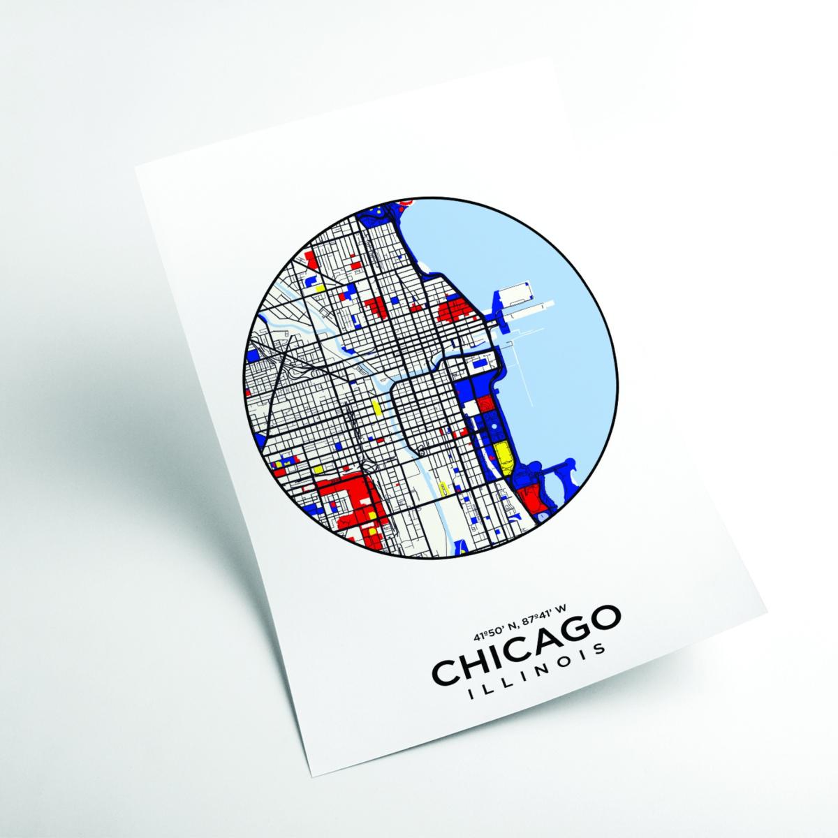Blue Map Of Chicago Illinois A4 210 X 297Mm Stanley Print House – image 2