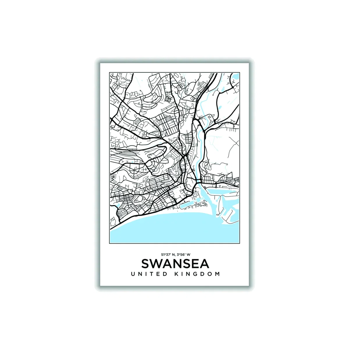 Blue Map Of Swansea United Kingdom Large Stanley Print House – image 1