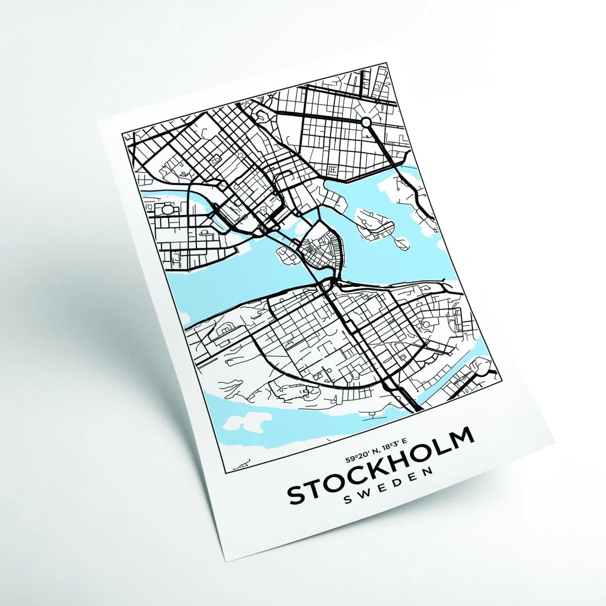 Blue Map Of Stockhold Sweden Small Stanley Print House – image 2