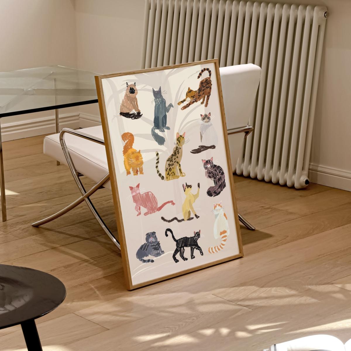 Neutrals Cat Art Print - A2 Natalie Cass Art – image 2
