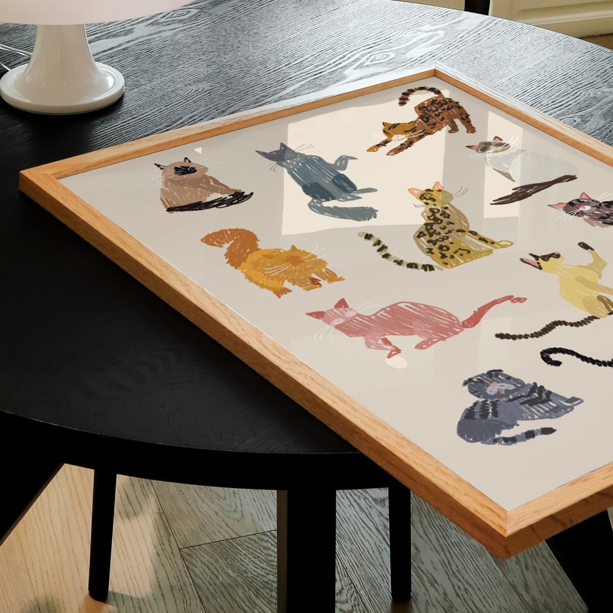 Neutrals Cat Art Print - A2 Natalie Cass Art – image 3