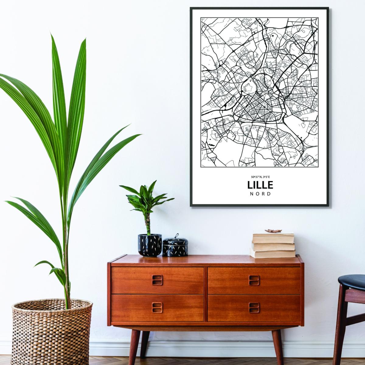Black Map Of Lille A4 210 X 297Mm Stanley Print House – image 3