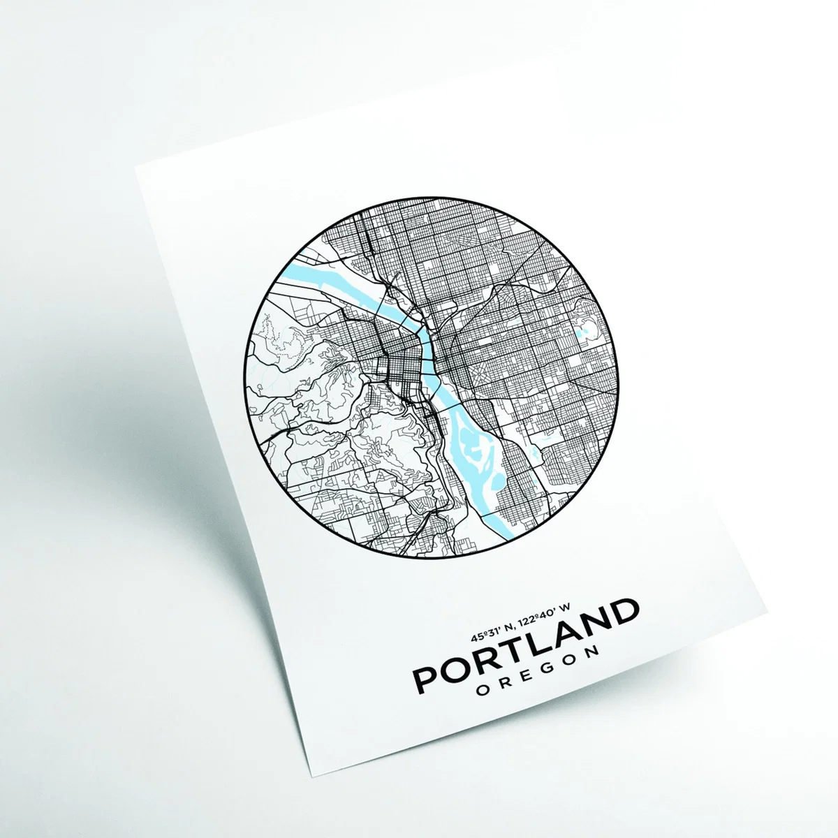 Blue Map Of Portland A1 594 X 841Mm Stanley Print House – image 2