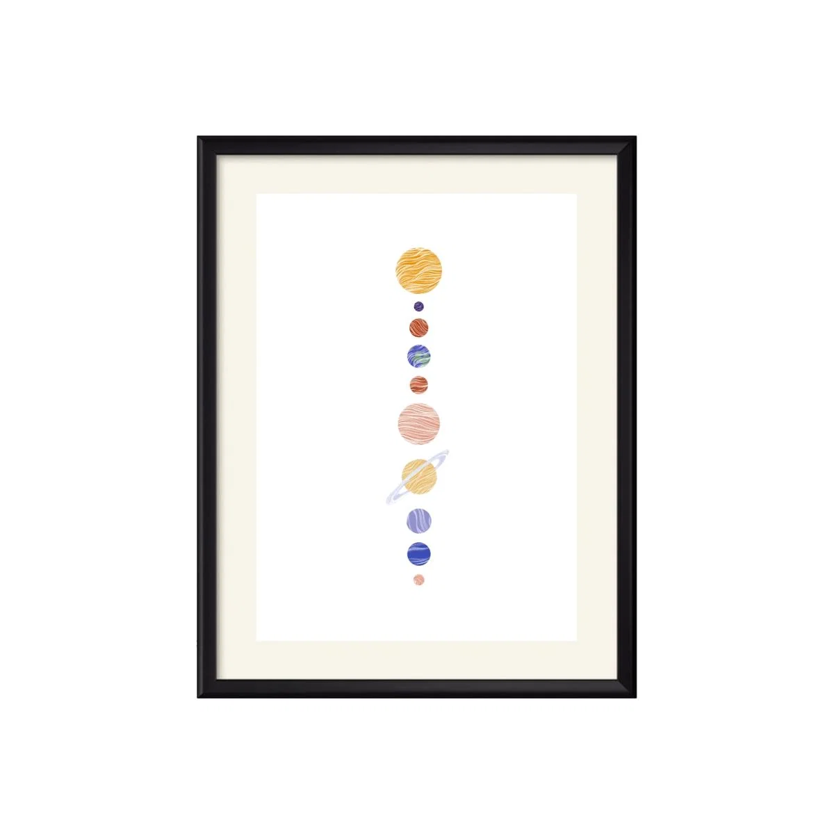 Neutrals / Gold / Blue Planets A3 Art Print Claudine O'sullivan Illustration & Design