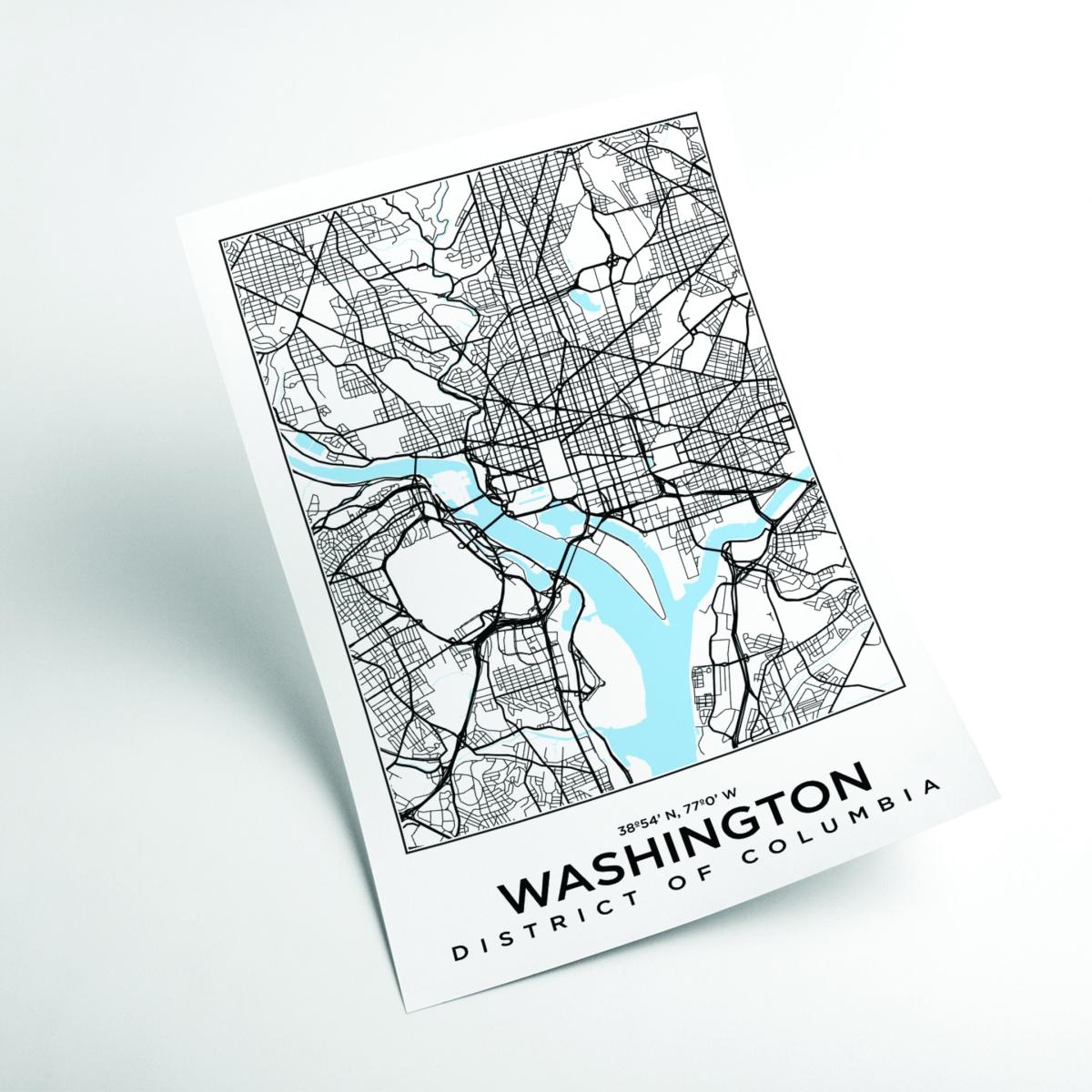 Blue Map Of Washington District Of Columbia A1 594 X 841Mm Stanley Print House – image 2