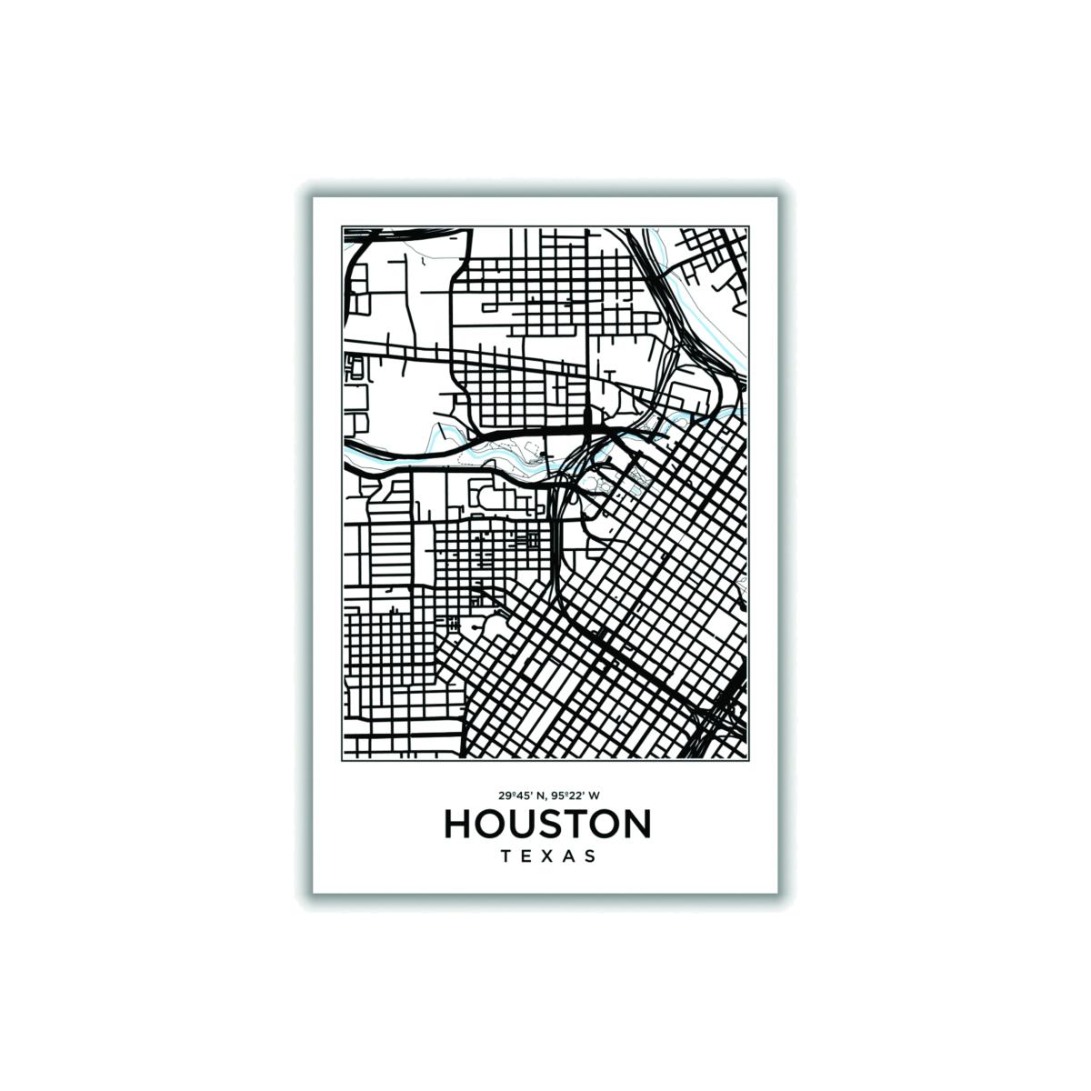 Black Map Of Houston Texas Medium Stanley Print House – image 1