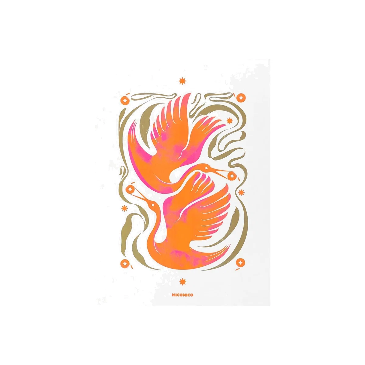 Flow With The Cranes Risograph Print A3 297 X 420Mm Niconico – image 1