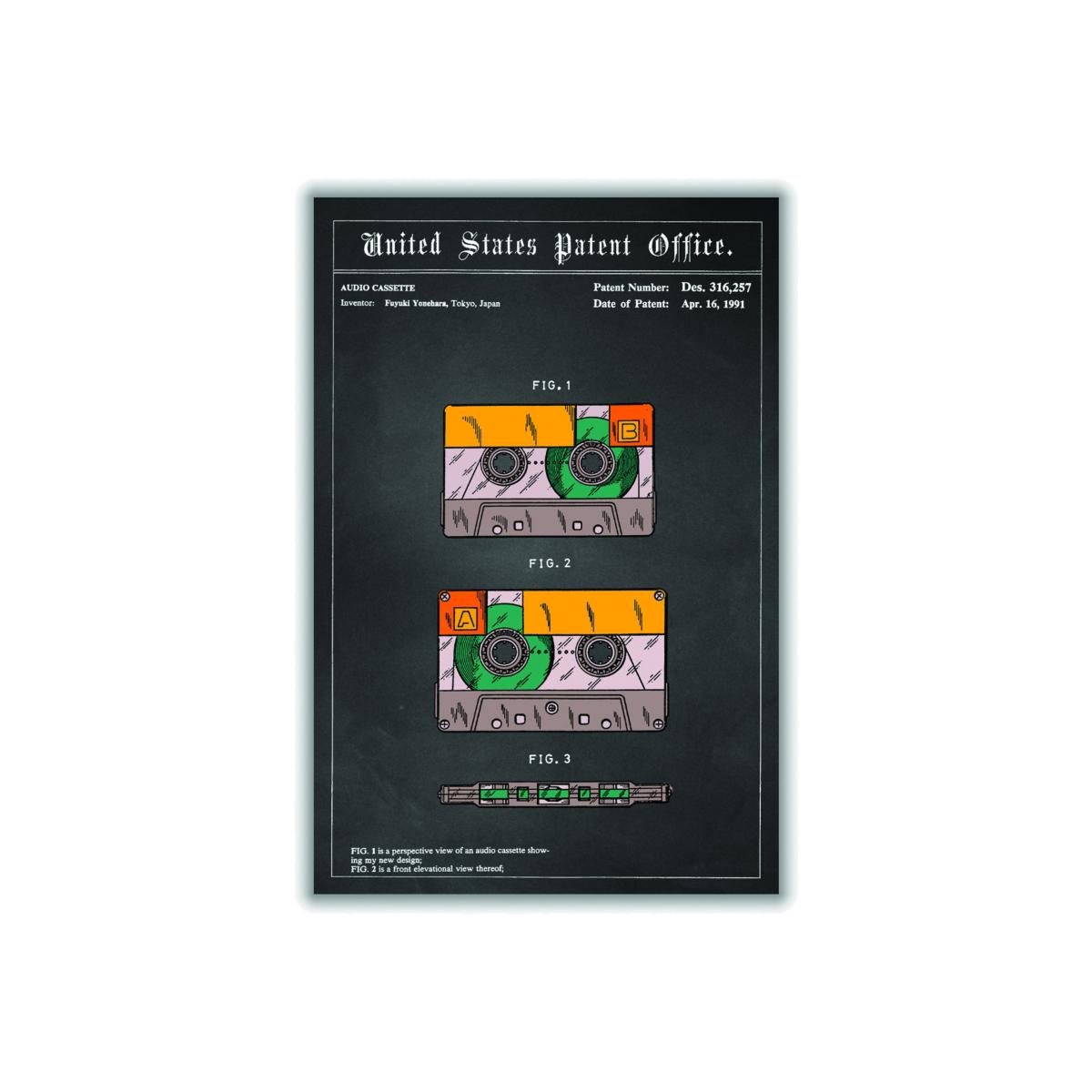 Yellow / Orange Casette Tape Patent A2 420 X 594Mm Stanley Print House – image 1