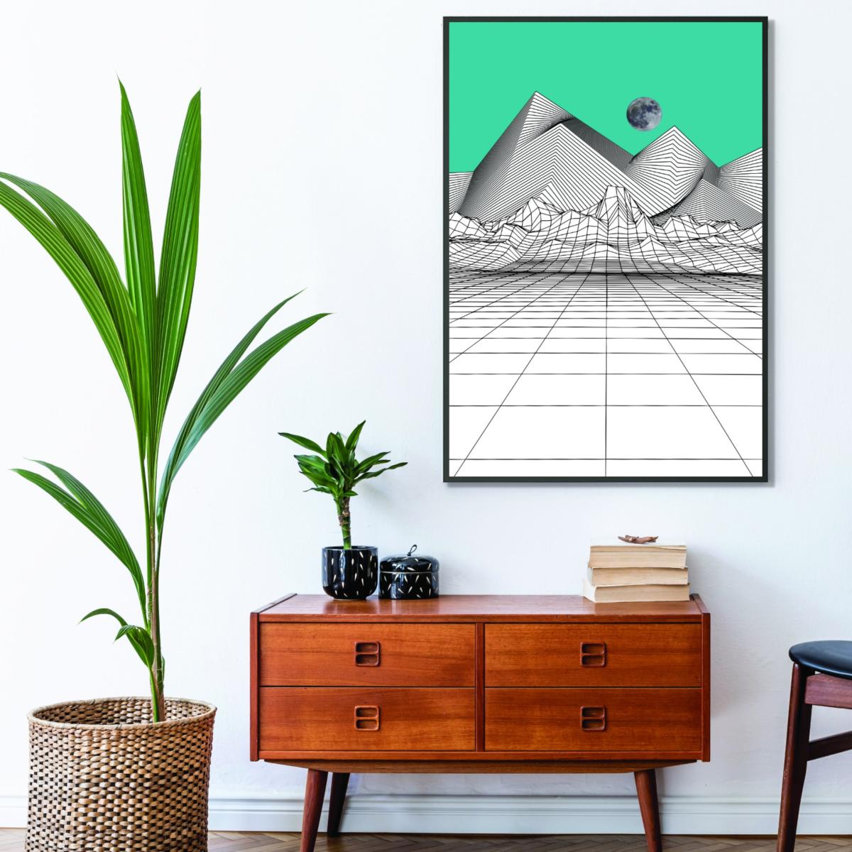 Blue White Moon Rise Large Stanley Print House – image 3