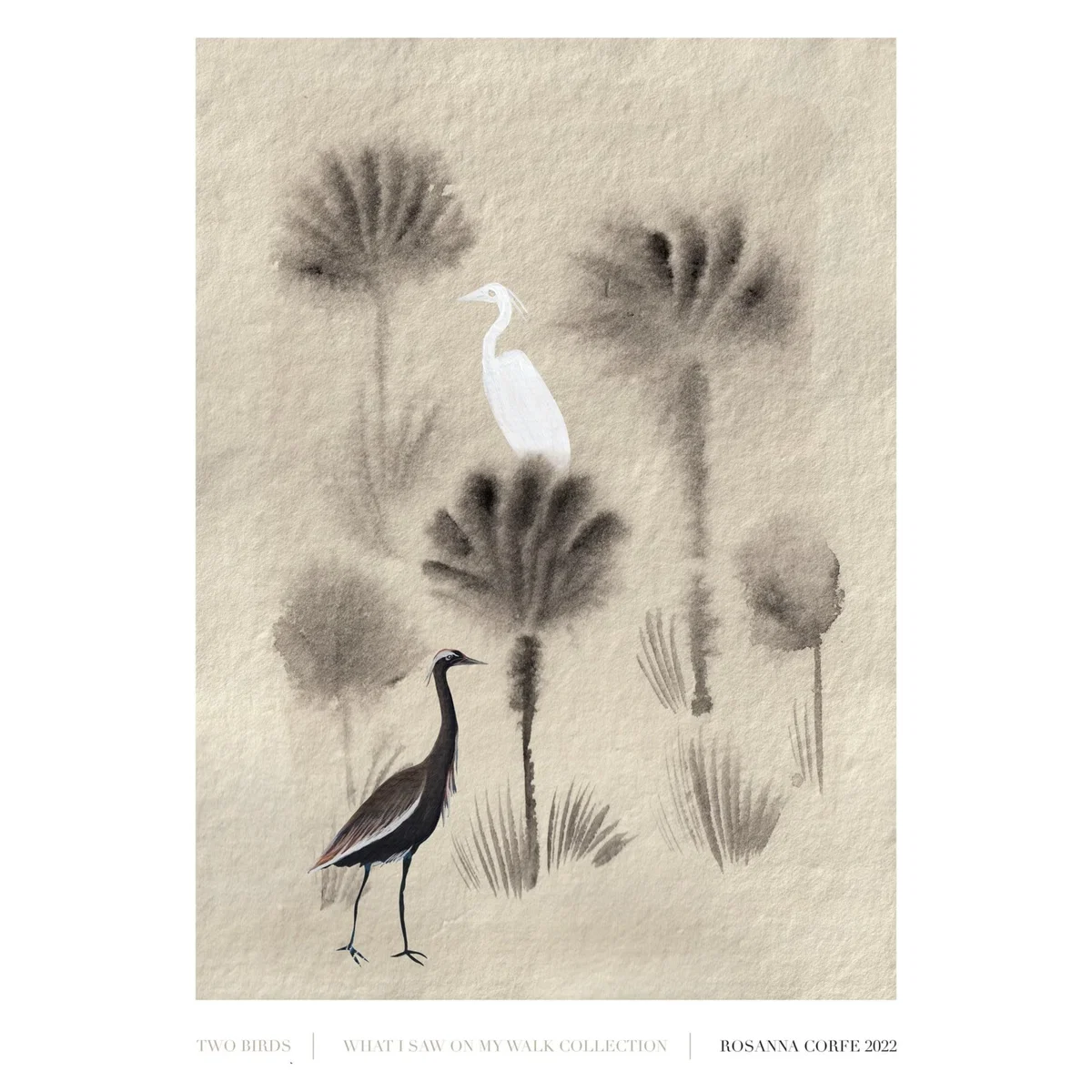 Neutrals / Black / White A2 - Two Birds Print One Size Rosanna Corfe – image 2