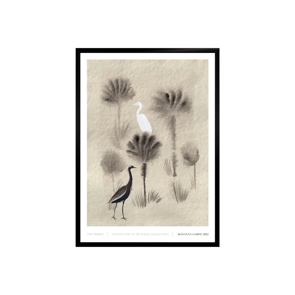 Neutrals / Black / White A2 - Two Birds Print One Size Rosanna Corfe – image 1