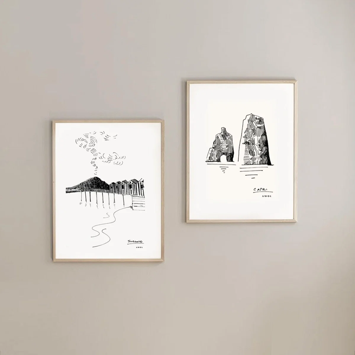 Black / White Iconic Capri: Hand-Drawn Pen And Ink Landscape Drawing Awol – image 2