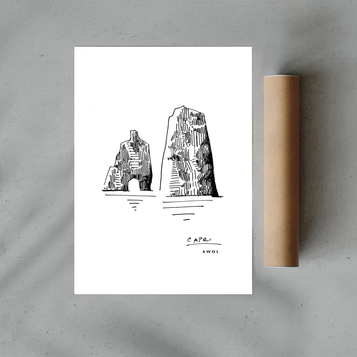 Black / White Iconic Capri: Hand-Drawn Pen And Ink Landscape Drawing Awol – image 3