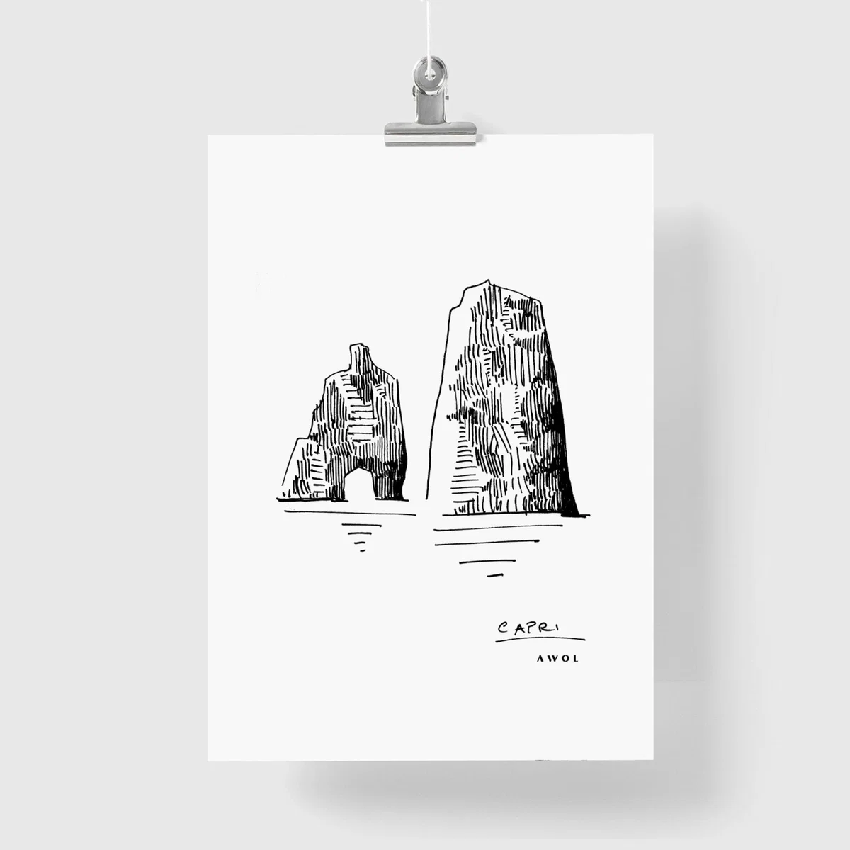 Black / White Iconic Capri: Hand-Drawn Pen And Ink Landscape Drawing Awol – image 6