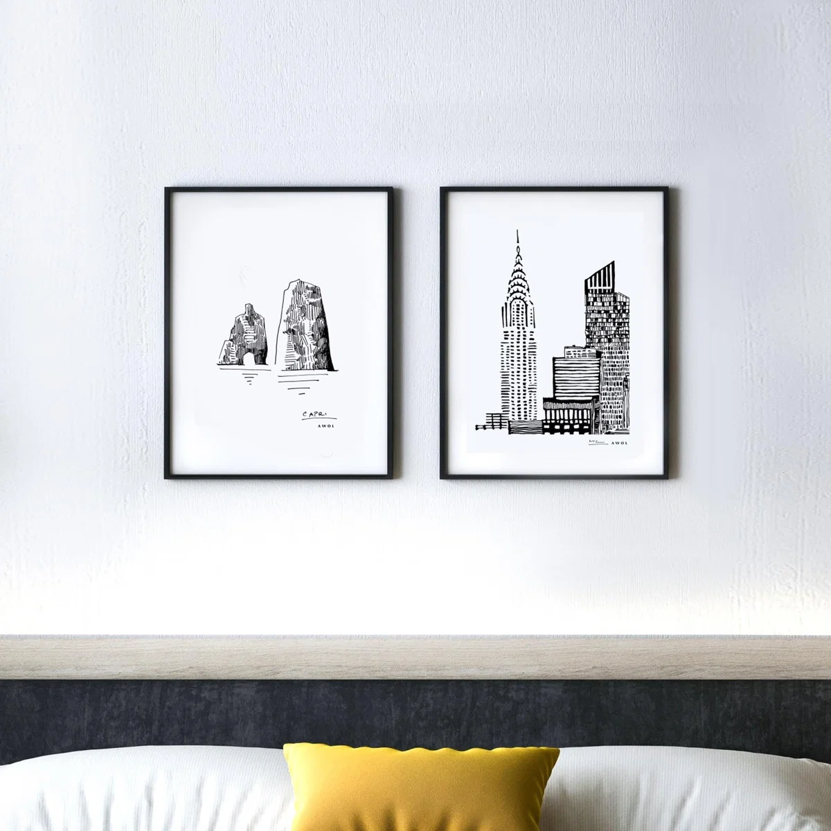 Black / White Iconic Capri: Hand-Drawn Pen And Ink Landscape Drawing Awol – image 8