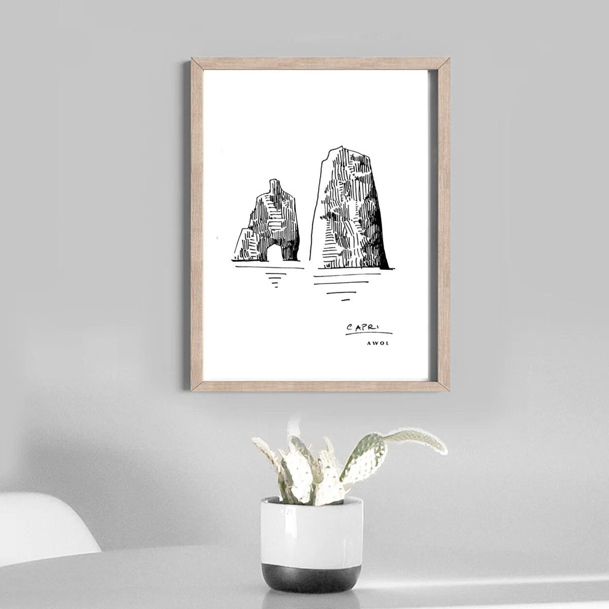 Black / White Iconic Capri: Hand-Drawn Pen And Ink Landscape Drawing Awol – image 9
