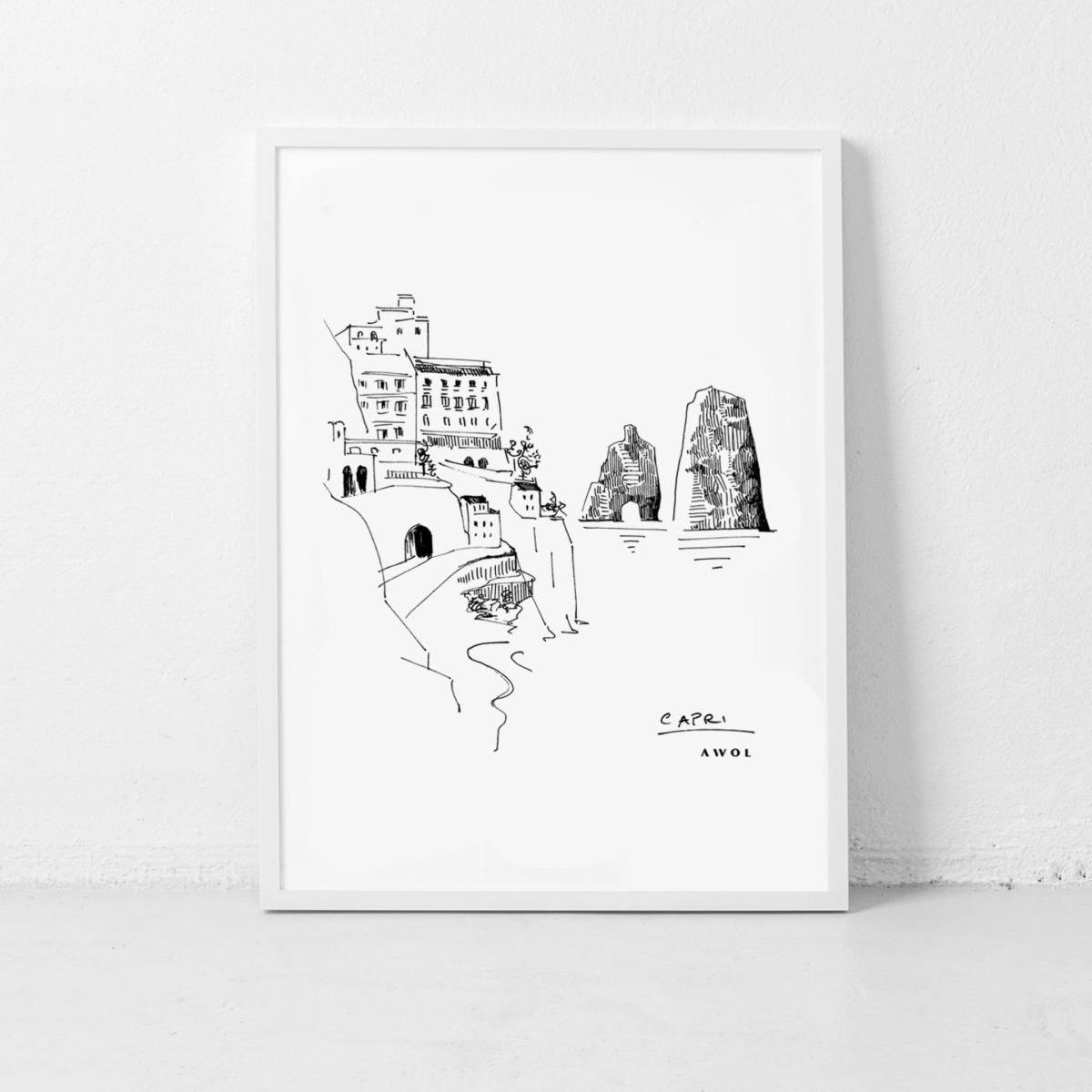 Black / White Capri, Amalfi Coast: Italian Dreamscapes Art Print Awol – image 11