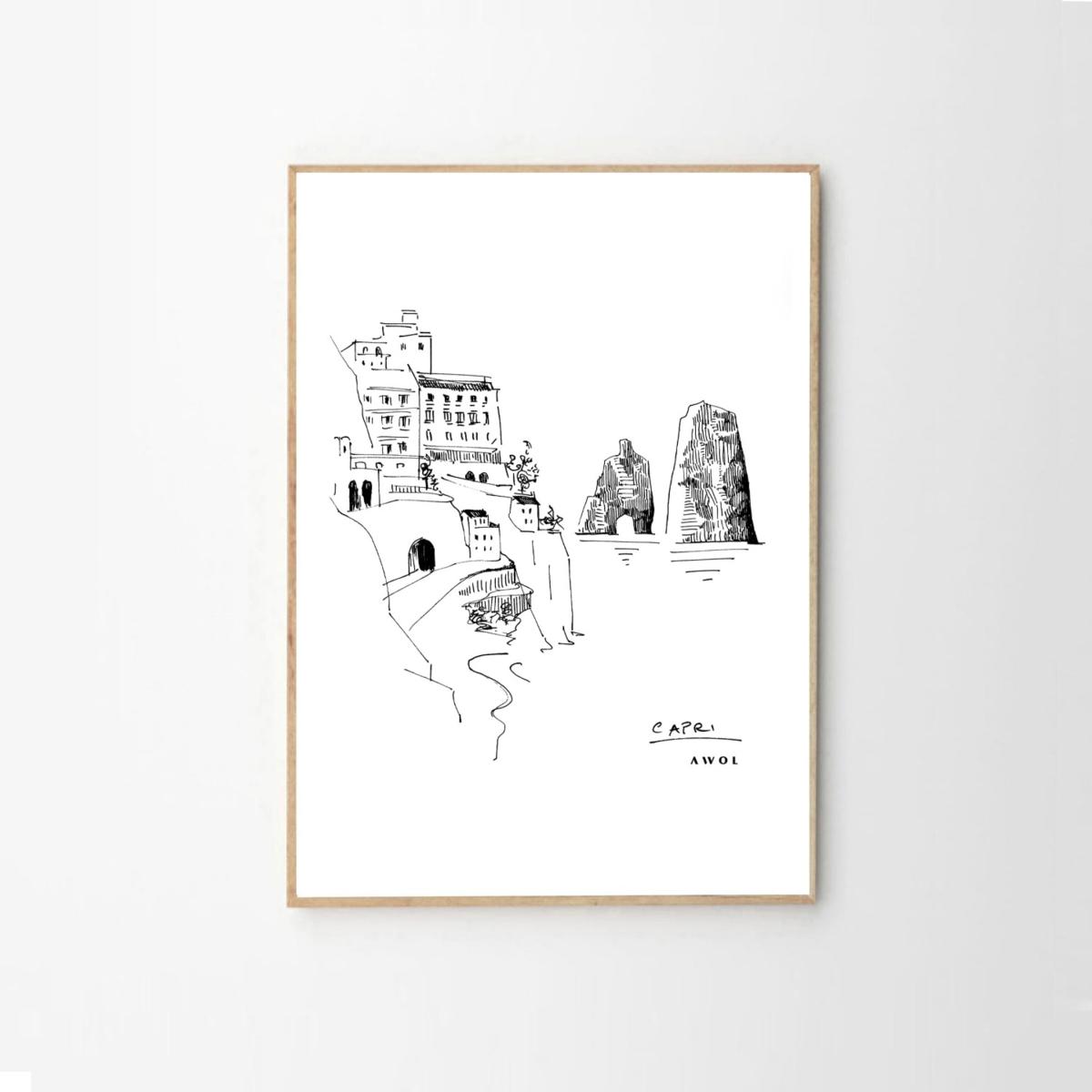 Black / White Capri, Amalfi Coast: Italian Dreamscapes Art Print Awol – image 12