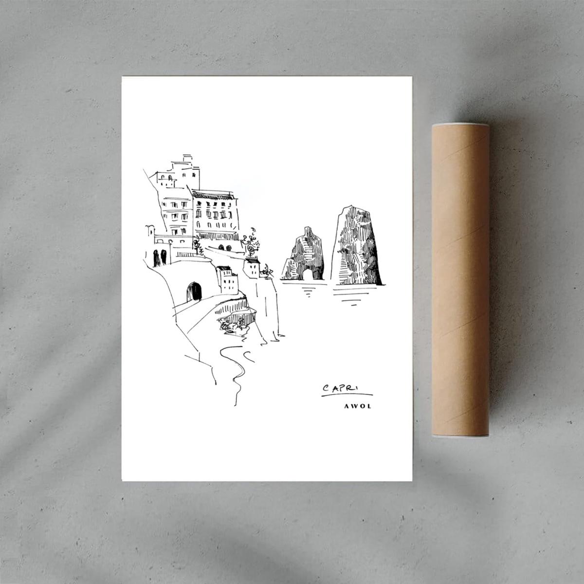 Black / White Capri, Amalfi Coast: Italian Dreamscapes Art Print Awol – image 3