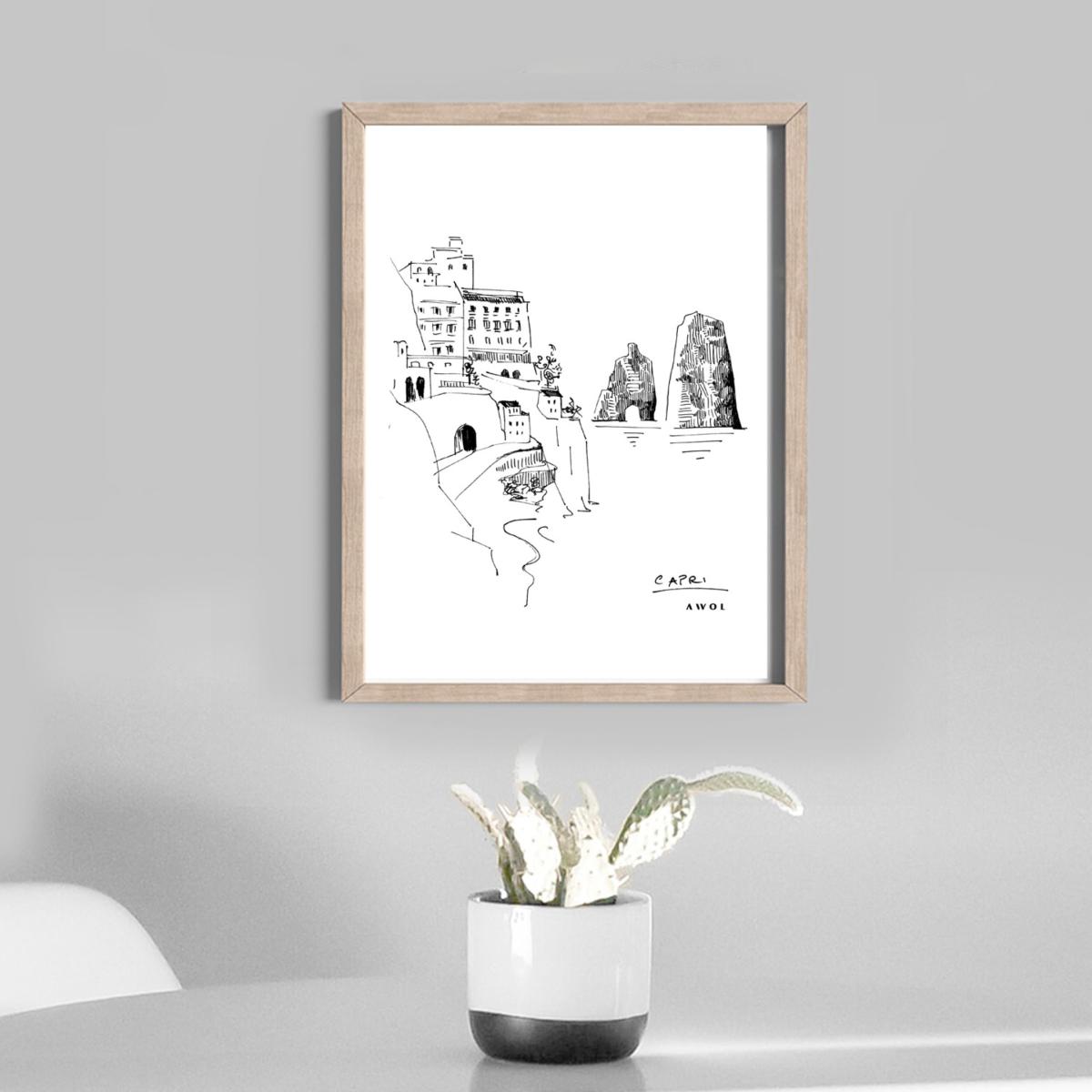 Black / White Capri, Amalfi Coast: Italian Dreamscapes Art Print Awol – image 4