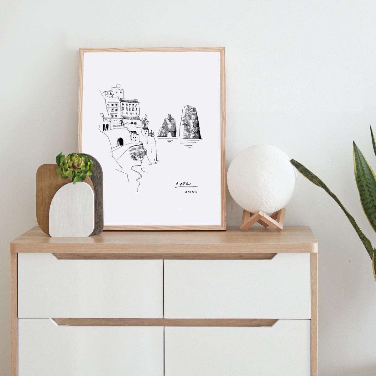 Black / White Capri, Amalfi Coast: Italian Dreamscapes Art Print Awol – image 10