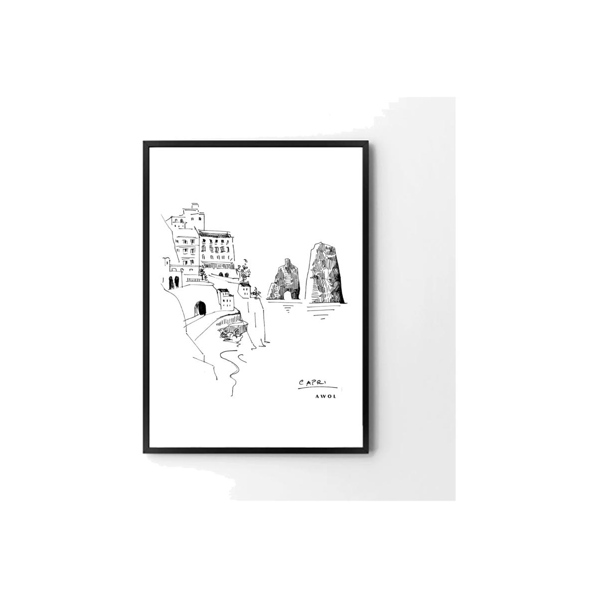Black / White Capri, Amalfi Coast: Italian Dreamscapes Art Print Awol – image 1