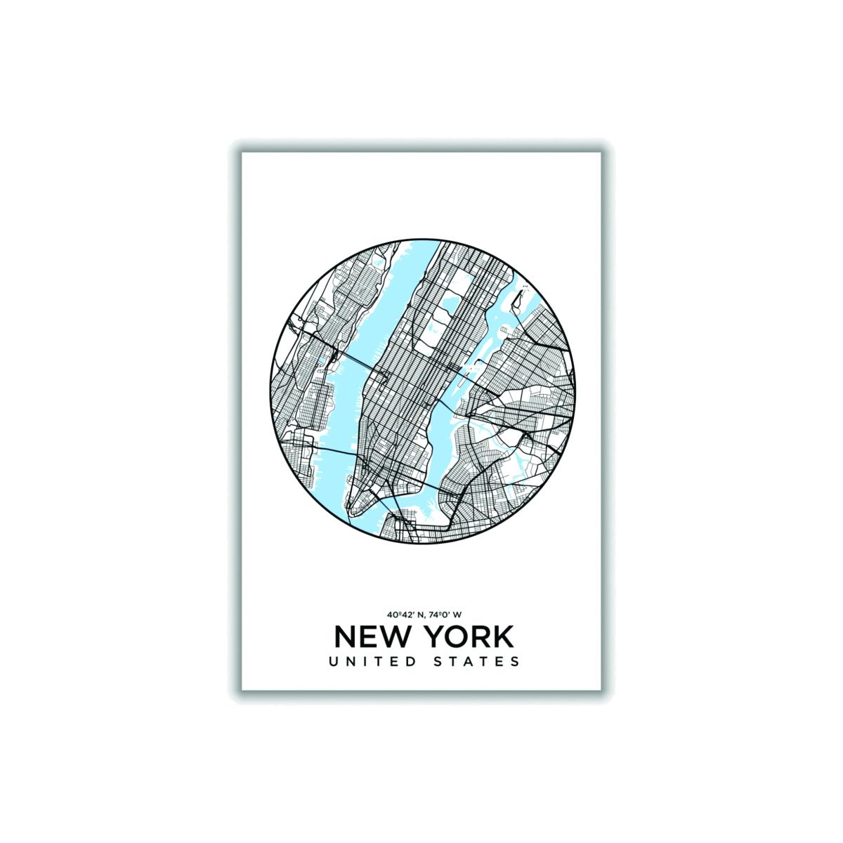 Blue Map Of New York Medium Stanley Print House – image 1