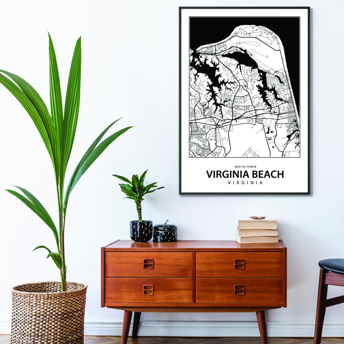 Black Map Of Virginia Beach Medium Stanley Print House – image 3