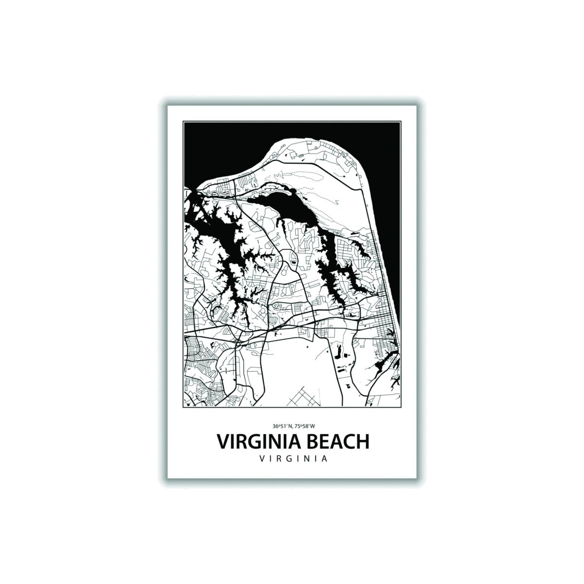Black Map Of Virginia Beach Medium Stanley Print House – image 1
