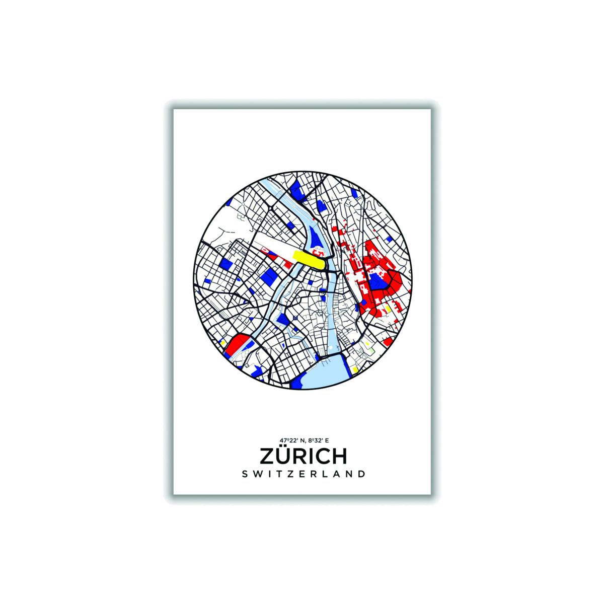 Blue Map Of Zurich Extra Small Stanley Print House – image 1