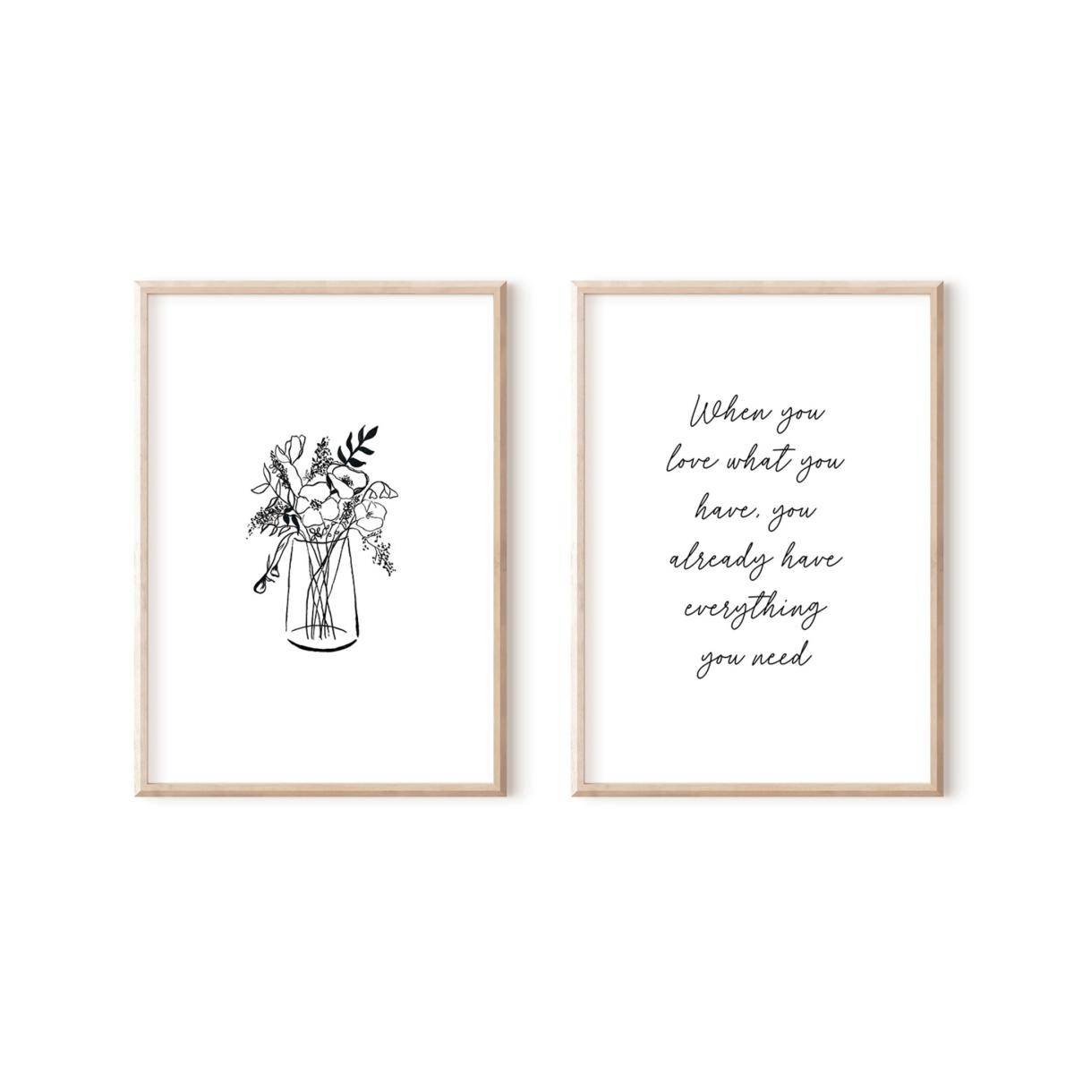 Black / White Perfect Bouquet And Love - Print Pair A3 297 X 420Mm Emily M Art & Design – image 3