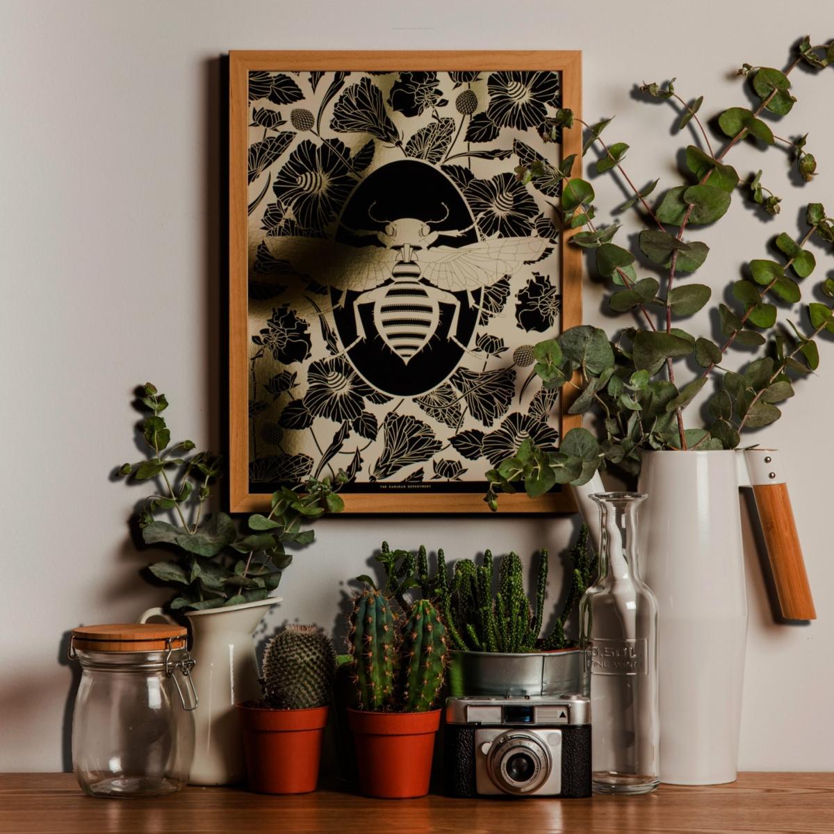 Black / Gold Elemental Bee Gold & Black Print The Curious Department – image 3