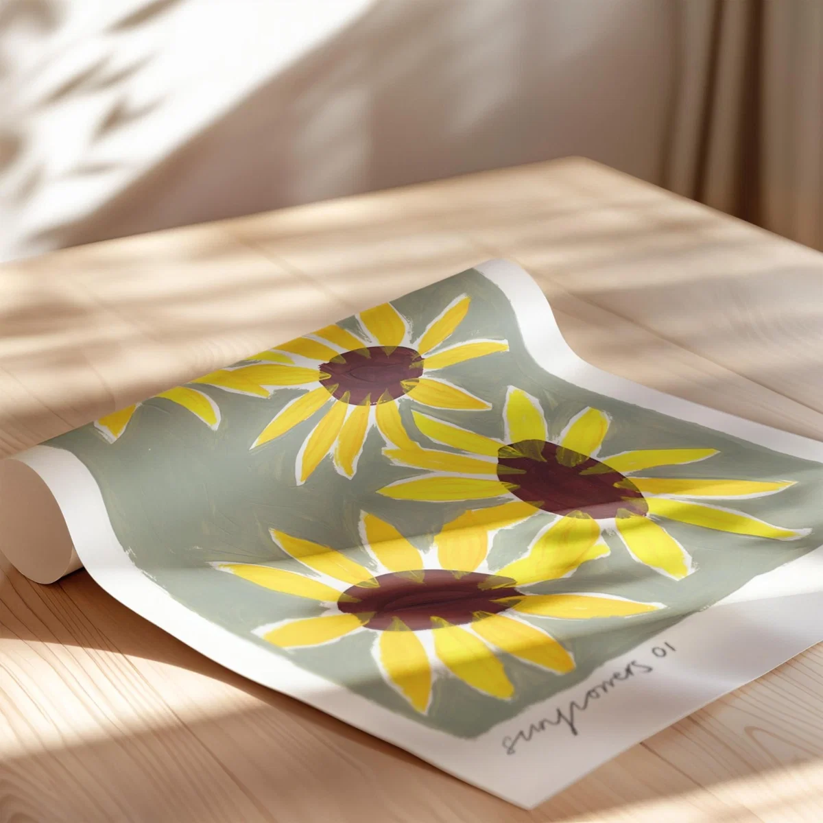 Neutrals / Yellow / Orange Sunflowers Hand Painted Art Print - A2 | Natalie Cass Art – image 4