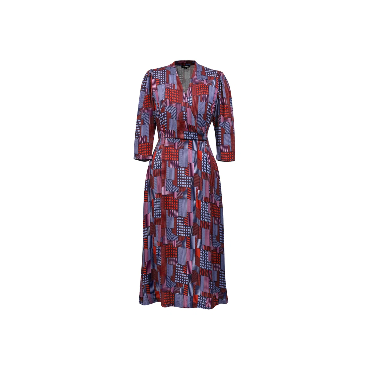 Women's Graphic Print V Neckline Midi Wrap Dress | Extra Large | Smart and Joy – image 1