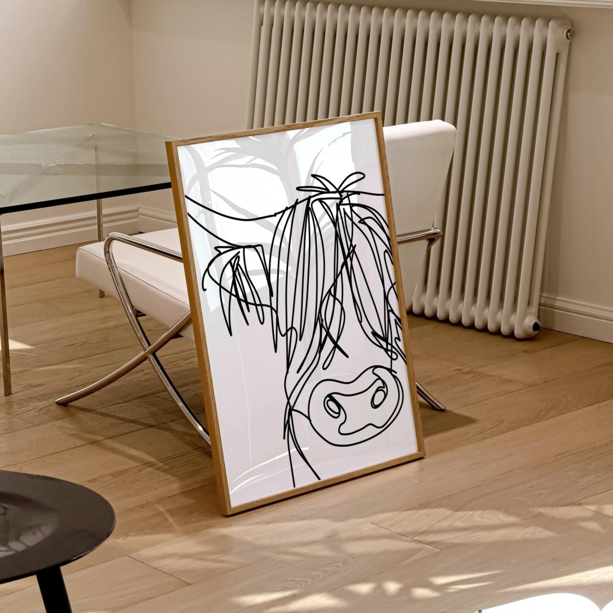 Black / White Highland Cow Art Print - A2 | A2 | 420 X 594Mm | Natalie Cass Art – image 3