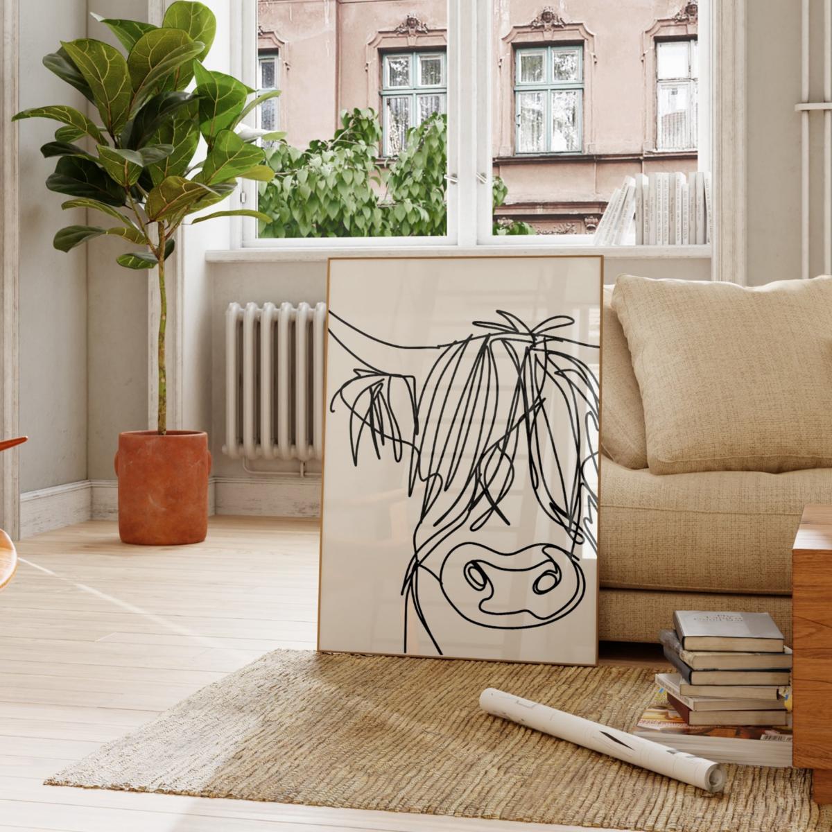 Black / White Highland Cow Art Print - A2 | A2 | 420 X 594Mm | Natalie Cass Art – image 4