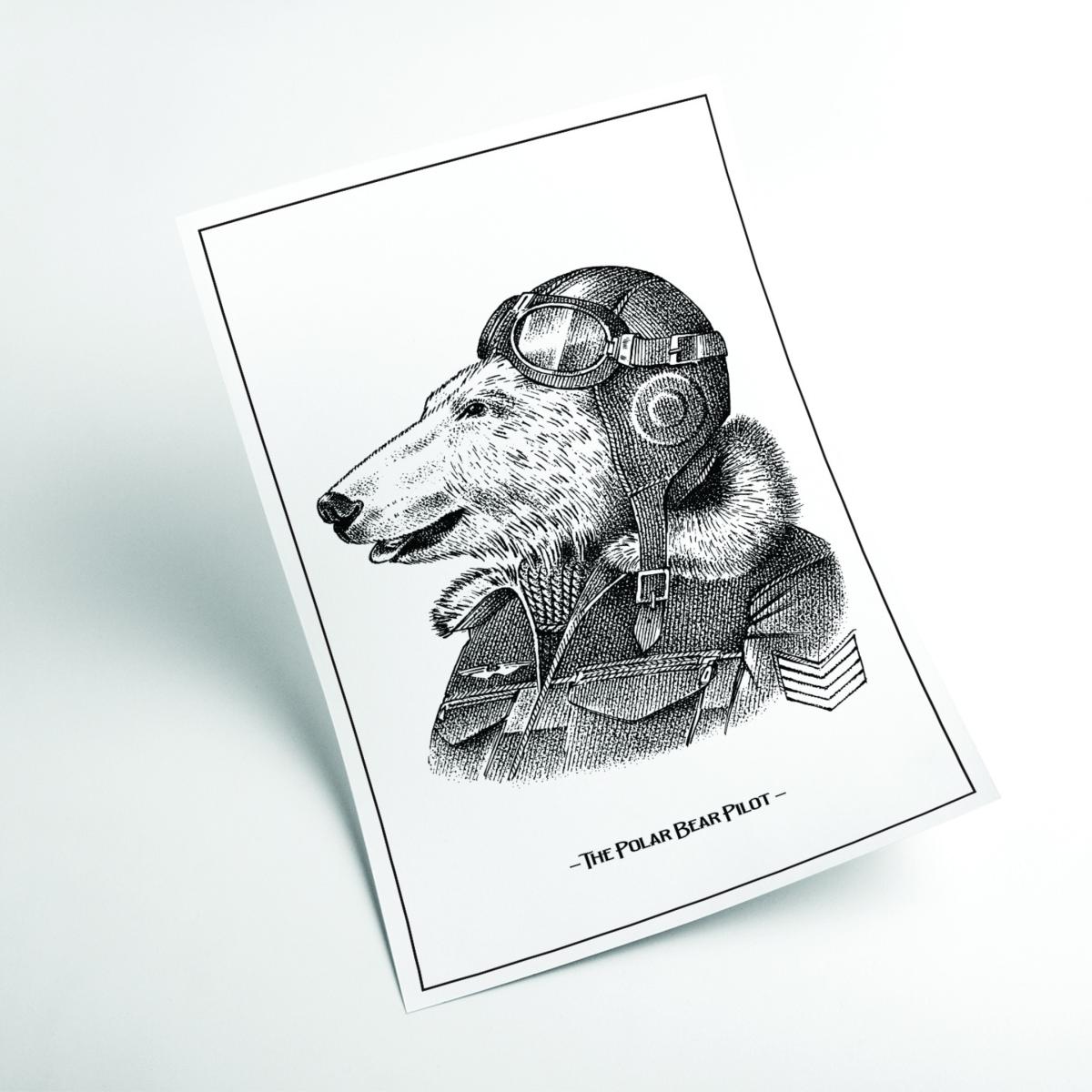 Grey The Poler Bear Pilot A3 297 X 420Mm Stanley Print House – image 2