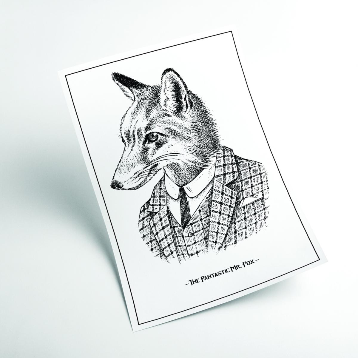 Grey The Fantastic Mr. Fox A3 297 X 420Mm Stanley Print House – image 2