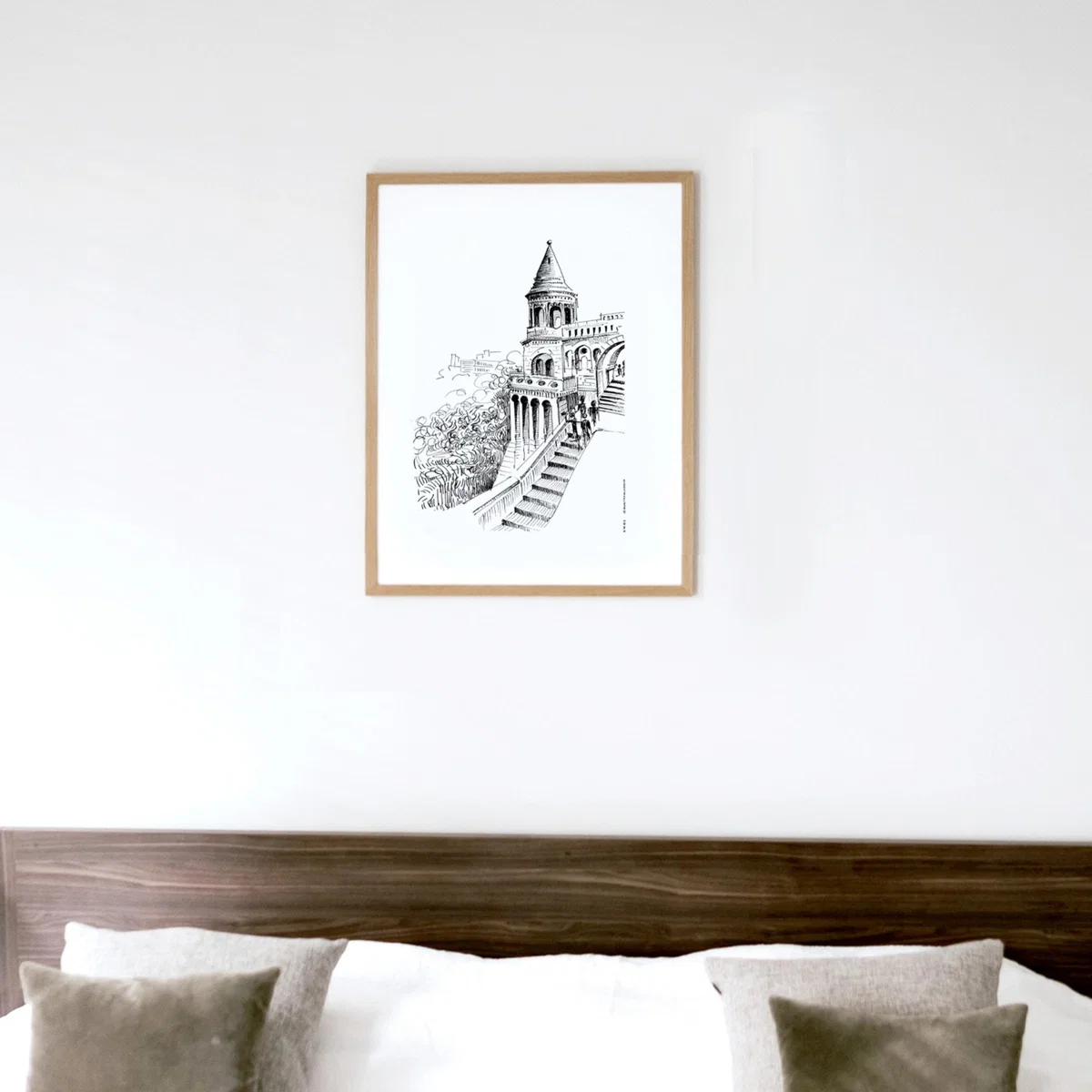 Black / White Budapest Castle Hand-Drawn Art Print - Capturing Hungary's Majestic Beauty Awol – image 3